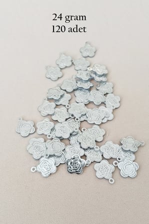 Oya Abiye Bileklik Kolye Pleksi Metalik Plastik Pul Gümüş Renk 24 gram 120 adet - BNC584