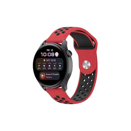 Watch 20mm Spor Delikli Kordon (saat Değildir) - Kırmızı-siyah