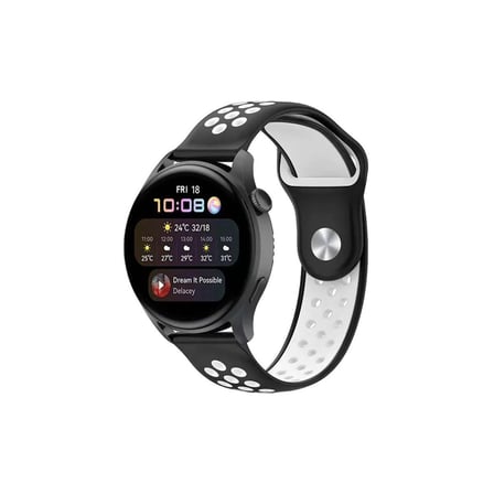 Watch 22mm Spor Delikli Kordon (saat Değildir) - Siyah-beyaz