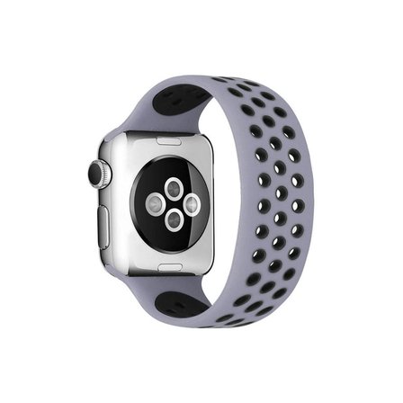 Apple Watch 38mm Ayarlı Delikli Silikon Kordon (saat Değildir) - Gri-siyah