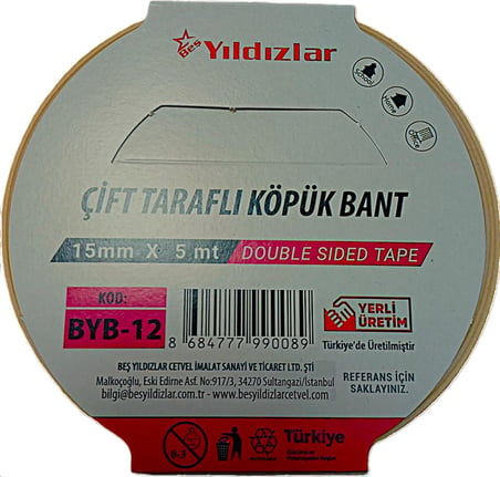 YILDIZLAR 15x5 ÇİFT TARAFLI KÖPÜK BANT BYB-12-(***12 ADET***)