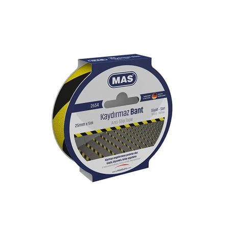 MAS 2654 KAYDIRMAZ BANT 25 mm x 5 mt SARI-SİYAH