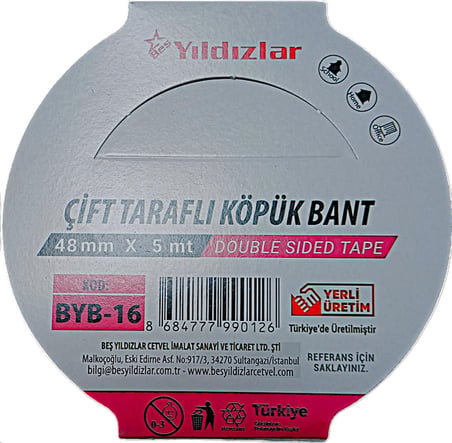 YILDIZLAR 48x5 ÇİFT TARAFLI KÖPÜK BANT BYB-16