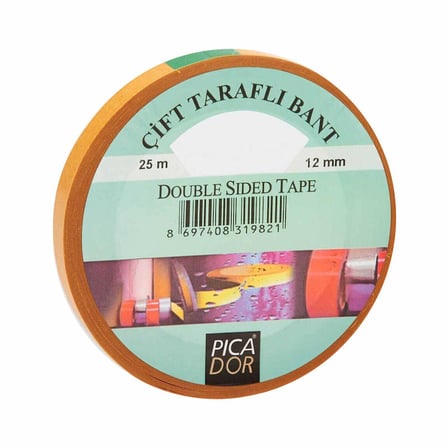 PİCADOR 12 mm X 25 mt ÇİFT TARAFLI BANT KL 003-(***1 ADET***)