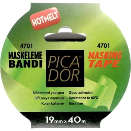 PİCADOR 19x40 mt HOTMELT MASKELEME BANDI KP004-(***1 ADET***)