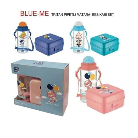 GIPTA BLUE-MET TRITAN PİPETLİ MATARA&BESLENME KABI SET K7506