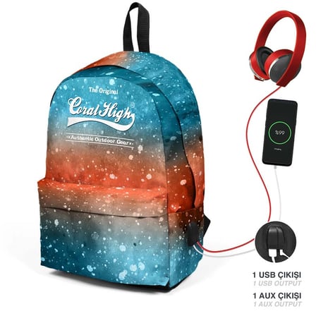 YAYGAN 23435 CORAL HIGH SIRT ÇANTASI USB+AUX SOKETLİ