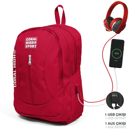 YAYGAN 23451 CORAL HIGH SPORT SIRT ÇANTASI USB+AUX