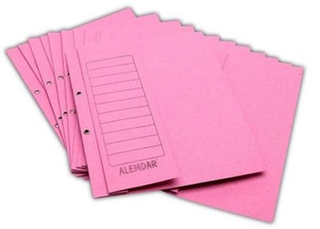 ALEMDAR PEMBE TELLİ YARIM KAPAKLI LÜKS KARTON DOSYA-(***12 ADET***)