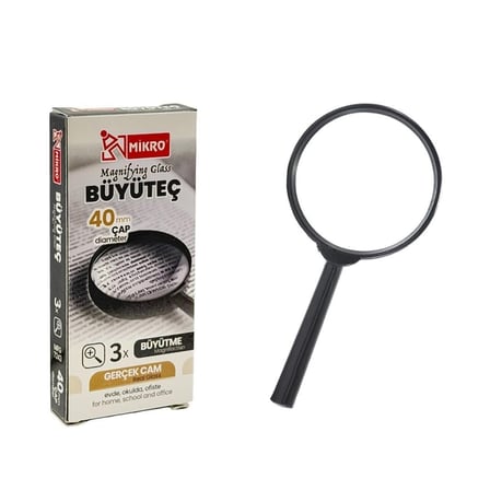 MİKRO MFG-7243-40 BÜYÜTEÇ 40 MM GERÇEK CAM MAGNIFYING GLASS-(***12 ADET***)