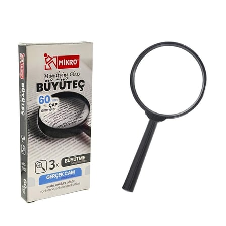MİKRO MFG-7243-60 BÜYÜTEÇ 60MM GERÇEK CAM MAGNIFYING GLASS-(***3 ADET***)