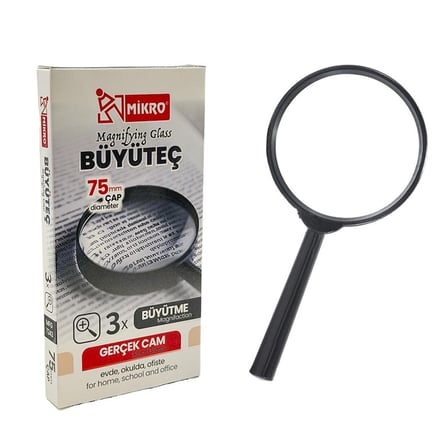 MİKRO MFG-7243-75 BÜYÜTEÇ 75MM GERÇEK CAM MAGNIFYING GLASS-(***1 ADET***)