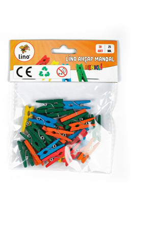 LINO RBZ-039 AHŞAP MANDAL RENKLİ 25 mm-(***1 ADET***)
