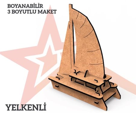 YILDIZLAR AHŞAP 3D AHŞAP BOYANABİLİR MAKET YELKENLİ GEMİ BYM-04
