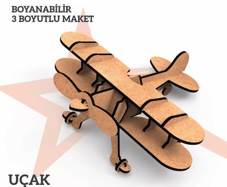YILDIZLAR AHŞAP 3D AHŞAP BOYANABİLİR MAKET UÇAK BYM-03