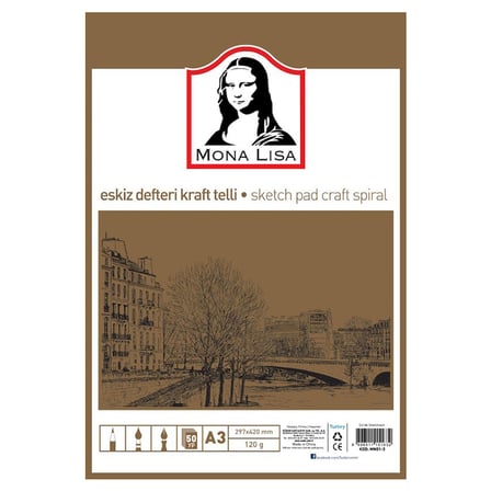 SÜDOR ESKİZ DEFTERİ A3 120 gr KRAFT TELLİ MN01-3