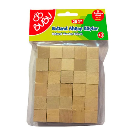 BU-BU HS0033 20 PRÇ AHŞAP KÜPLER NATURAL-(***12 ADET***)