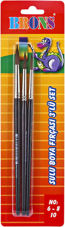 BRONS 145 SERİSİ SULU BOYA FIRÇA SETİ 3 LÜ No.6-8-10 BR-245