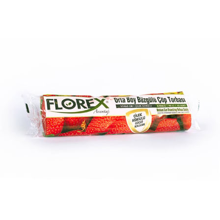 FLOREX ÇÖP TORBASI BÜZGÜLÜ ORTA BOY ÇİLEK 10 LU ÇT402-(***12 ADET***)
