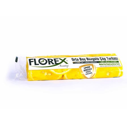 FLOREX ÇÖP TORBASI BÜZGÜLÜ ORTA BOY LİMON 10 LU ÇT401-(***12 ADET***)