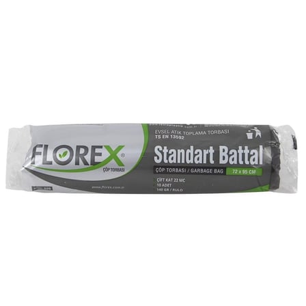 FLOREX ÇÖP TORBASI STANDART BATTAL SİYAH 10 LU ÇT520S-(***1 ADET***)