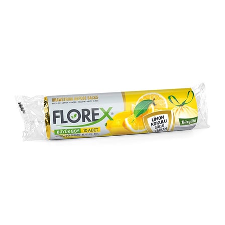 FLOREX ÇÖP TORBASI BÜZGÜLÜ BÜYÜK BOY LİMON 10 LU ÇT501-(***1 ADET***)