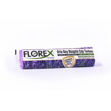 FLOREX ÇÖP TORBASI BÜZGÜLÜ ORTA BOY LAVANTA 10 LU ÇT403-(***3 ADET***)