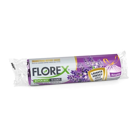 FLOREX ÇÖP TORBASI BÜZGÜLÜ BÜYÜK BOY LAVANTA 10 LU ÇT503-(***9 ADET***)