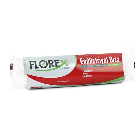 FLOREX ÇÖP TORBASI ENDÜSTRİYEL ORTA BOY 20 Lİ  527-(***6 ADET***)