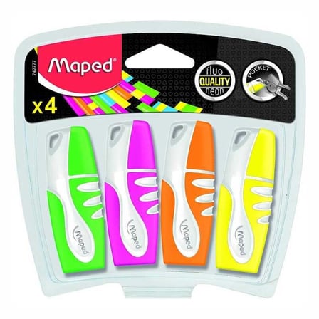 MAPED 742777 FLUO PEPS MİNİ FOSFORLU KALEM 4 LÜ