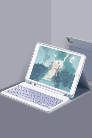 uryport Apple iPad Air 11 (2024) Kılıf KC01 Smart Klavyeli Tablet Kılıfı - Lacivert