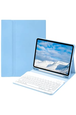 uryport Apple iPad Pro 11 (2022) Kılıf KC01 Smart Klavyeli Tablet Kılıfı - Açık Mavi