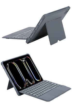 uryport Apple T5504D iPad Pro 11 (2024) Kılıf Palermo Ledli Klavyeli Standlı Tablet Kılıfı - Siyah