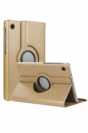 uryport Samsung Galaxy Tab A11 360 Tablet Deri Kılıf - Gold