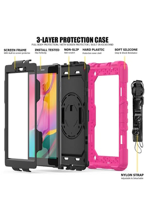 uryport Samsung Galaxy T290 Tab A 8 Kılıf Pars Tablet Kapak - Pembe