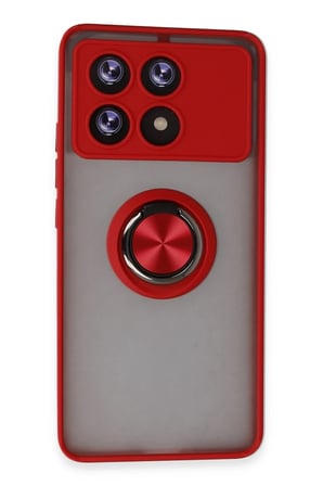 uryport Xiaomi Poco X6 Pro Kılıf Montreal Yüzüklü Silikon Kapak - Kırmızı
