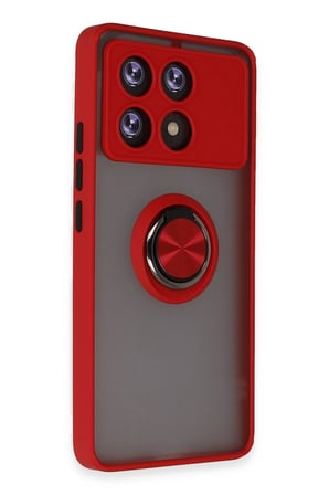 uryport Xiaomi Poco X6 Pro Kılıf Montreal Yüzüklü Silikon Kapak - Kırmızı