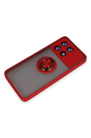 uryport Xiaomi Poco X6 Pro Kılıf Montreal Yüzüklü Silikon Kapak - Kırmızı