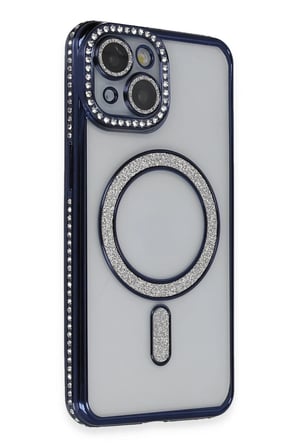 uryport Apple iPhone 13 Kılıf Joke Simli Magneticsafe Kılıf - Lacivert
