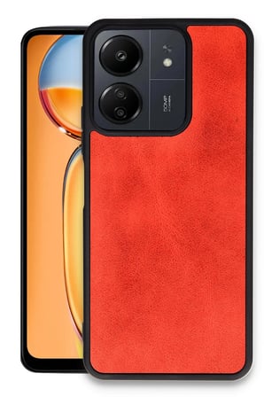 uryport Xiaomi Redmi 13C Kılıf Aras Deri Kapak - Kırmızı