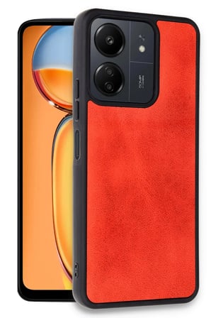 uryport Xiaomi Redmi 13C Kılıf Aras Deri Kapak - Kırmızı