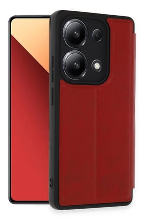 uryport Xiaomi Redmi Note 13 4G Kılıf Flip Cover - Kırmızı