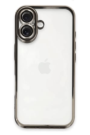 uryport Apple iPhone 16 Kılıf Razer Lensli Silikon - Titanyum Gri