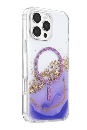 Onegif Apple iPhone 16 Pro Max Lotus Simli Magsafe Kapak - Mor