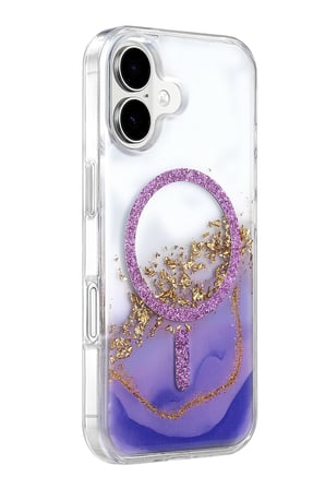 Onegif Apple iPhone 17 Lotus Simli Magsafe Kapak - Mor