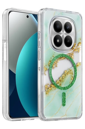 Onegif Xiaomi Redmi Note 15 Pro Plus 5G Lotus Simli Magsafe Kapak - Yeşil