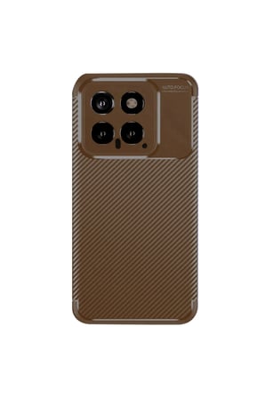 Uryport Xiaomi Mi 14T Kılıf Auto Focus Karbon Kapak - Kahverengi