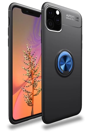 uryport Apple iPhone 11 Pro Kılıf Range Yüzüklü Silikon - Siyah-Mavi