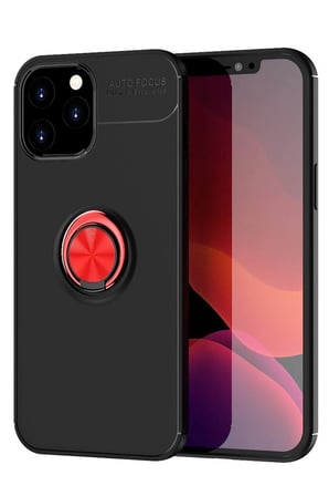 uryport Apple iPhone 12 Pro Max Kılıf Range Yüzüklü Silikon - Siyah-Kırmızı