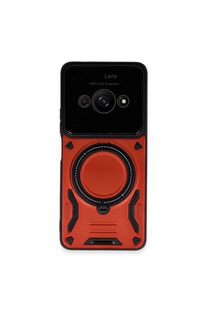 uryport Xiaomi Poco C61 Kılıf Joy Lens Standlı Kapak - Kırmızı